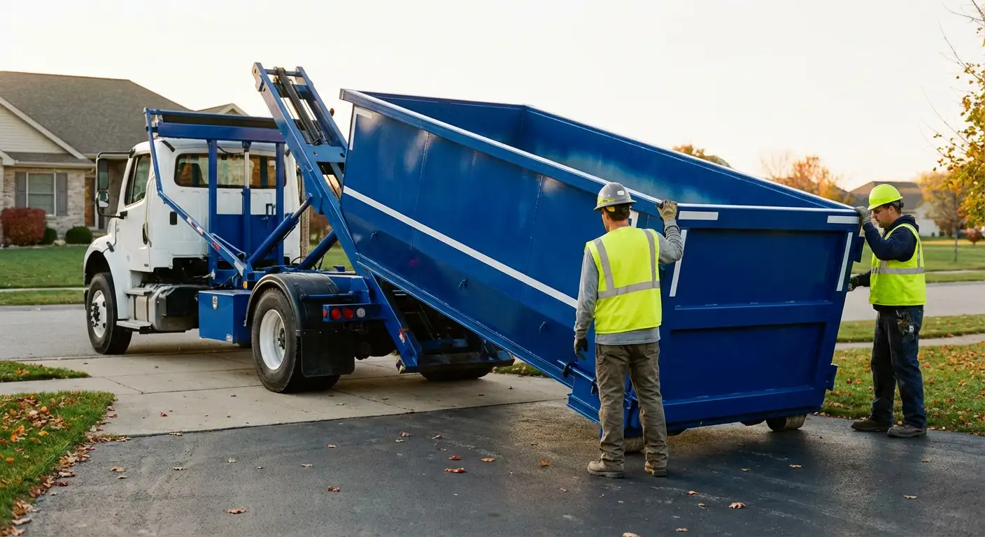 Roll-off dumpster delivery truck in Longmeadow, MA