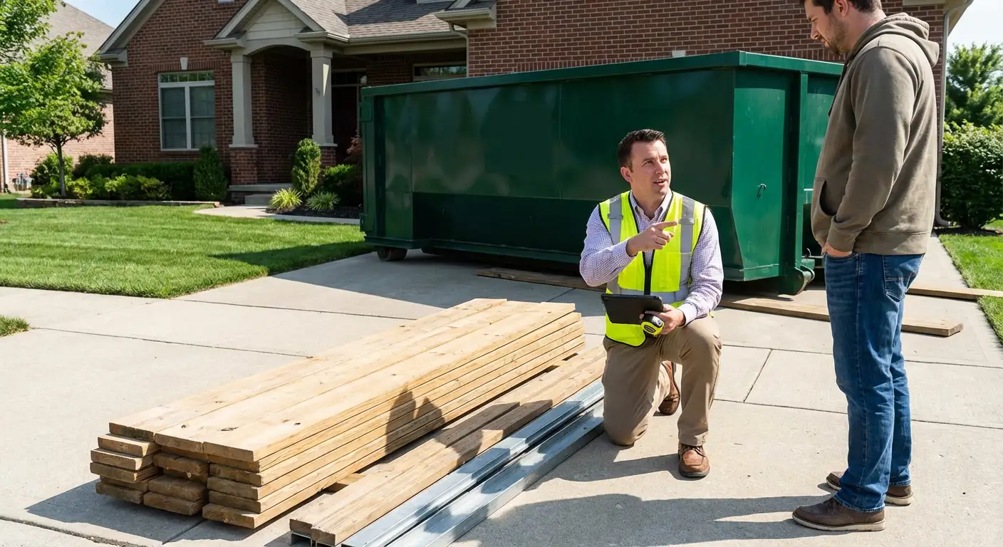 Dumpster rental delivery truck in Longmeadow
