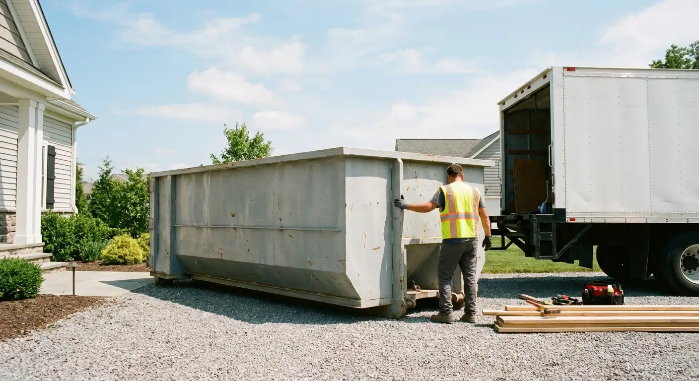Roll-off dumpster dimensions and footprint visualization in Longmeadow, MA