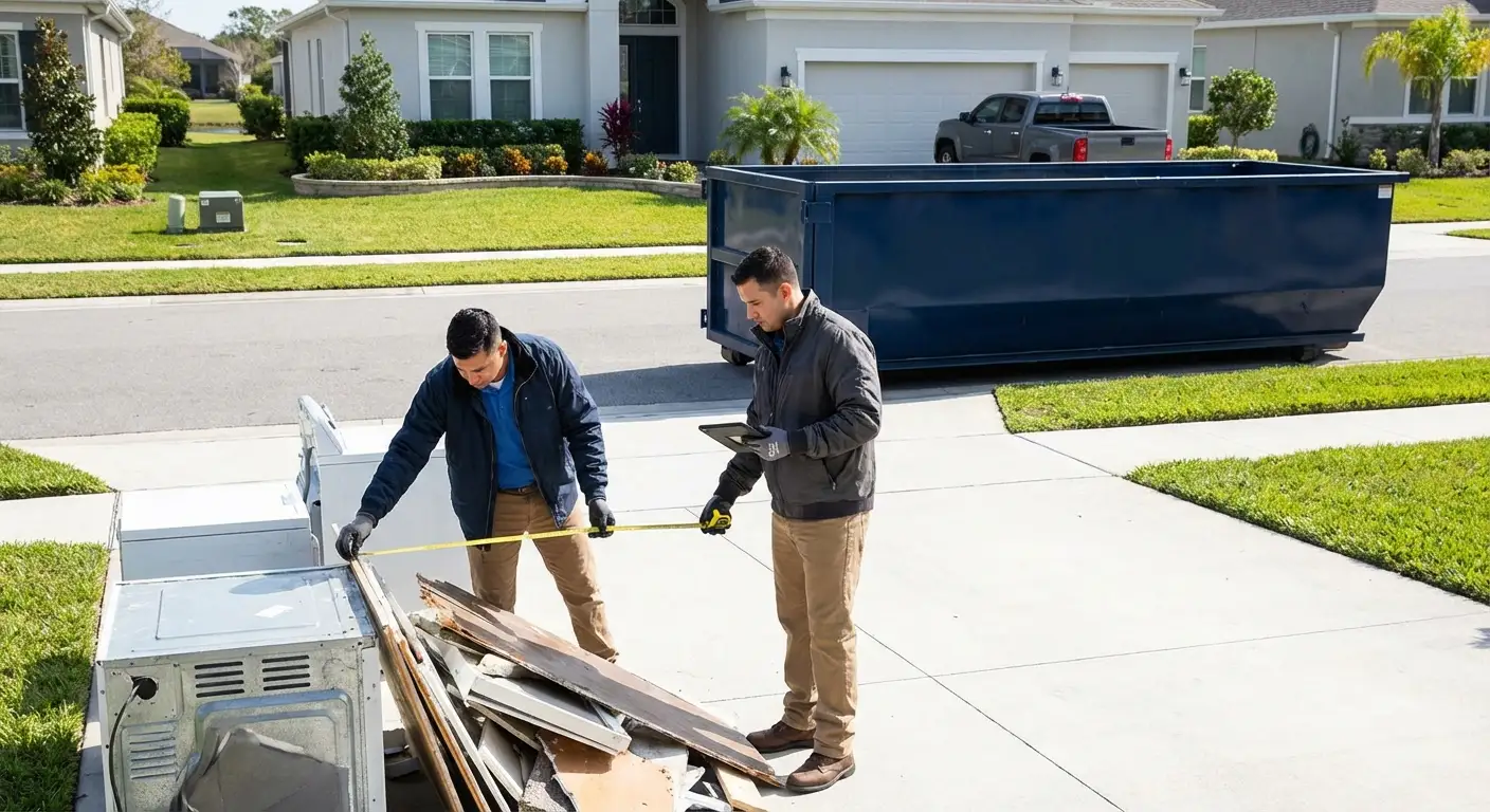 Concrete dumpster rental delivery truck in Longmeadow, MA