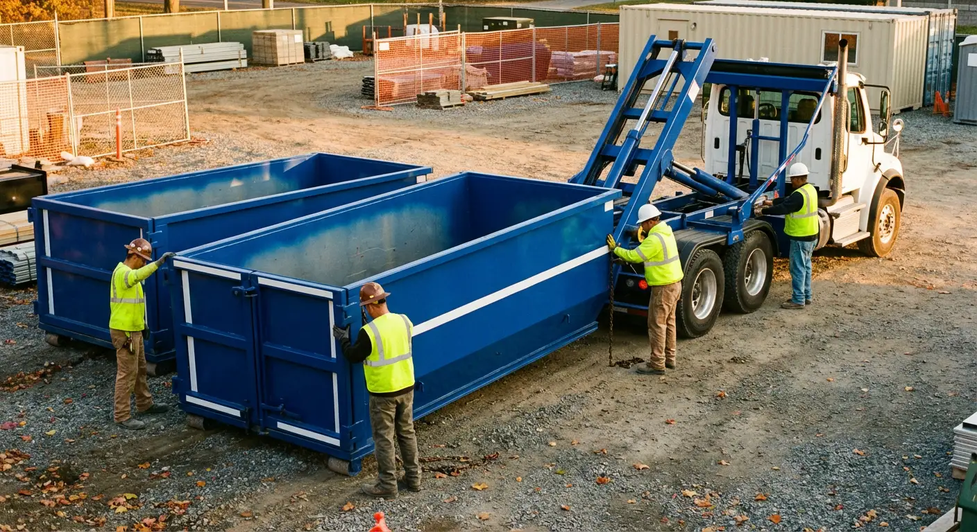 Commercial dumpster logistics and delivery truck access in Longmeadow, MA
