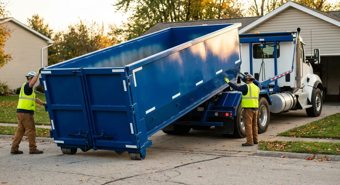 Roll-off dumpster delivery truck in Longmeadow, MA